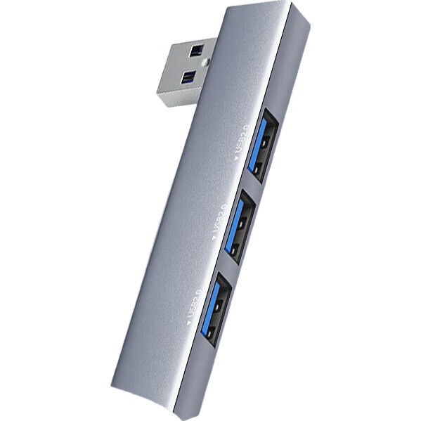USB-хаб iSky, алюминиевый корпус, 4 порта USB 3.0/2.0, серый, версия с левым креплением
