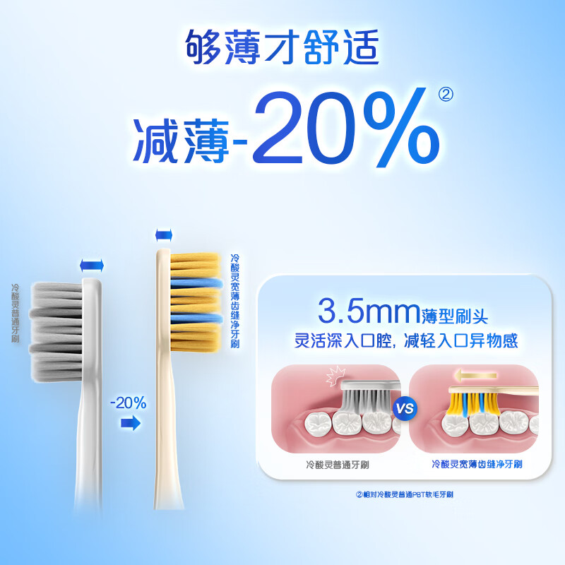 Lengsuanling Wide Thin Interdental Brush, Ultra-Fine Soft Bristles, Deep Cleaning And Gum Protection Adult Toothbrush (Random Color), Pack of 2