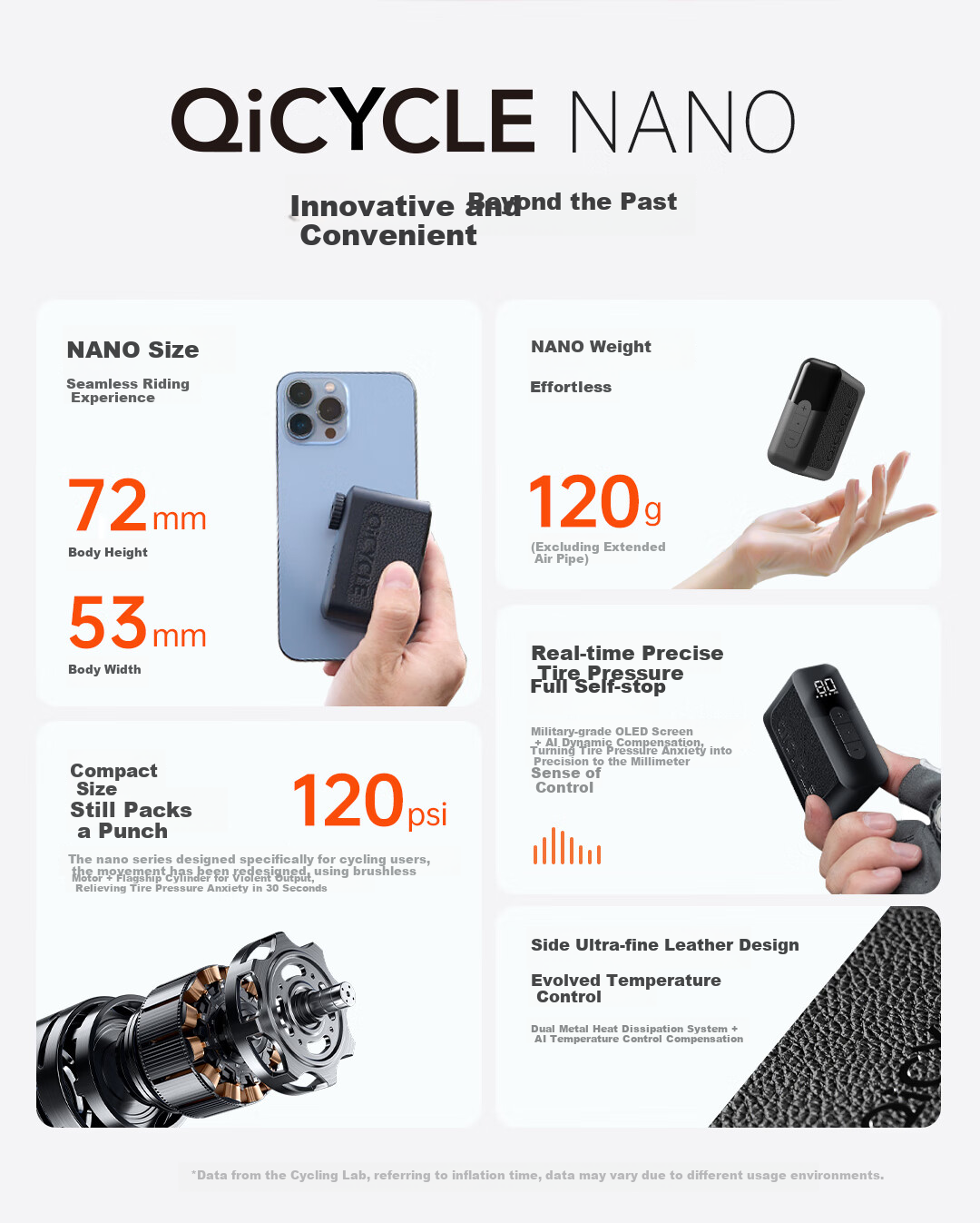 QiCYCLE NANO Road Bike Bicycle Cycling Inflator Pump LED Mini Portable Air Pump Electric Cycling Pump 4