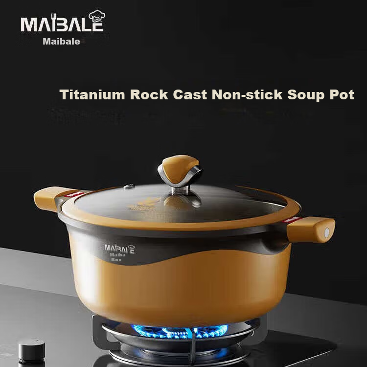 Кастрюля Maibale, 30 см, 7 л, с антипригарным покрытием, титановый сплав, для газовых и индукционных плит