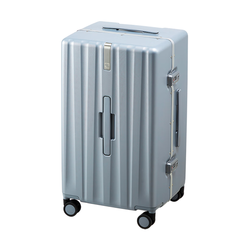 HANKE Large Capacity Luggage Aluminum Frame Suitcase for Women And Men, 24-Inch Eco-Friendly Gray 74L Password Lock Travel Case, Extra Large And Thick