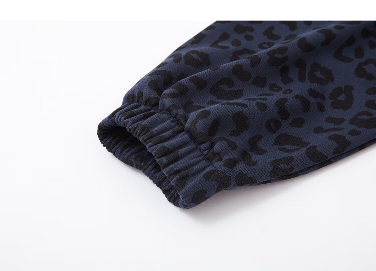 Demana Warm Cloud Cotton Autumn Drawstring Hooded Leopard Print Drop Shoulder Elastic Cuff Loose Petite Women's Dress 2