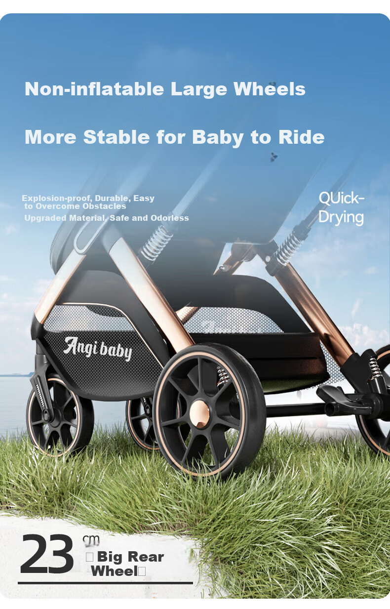 ANGI BABY Stroller: Reclining And Sitting Positions, Lightweight Foldable, High Landscape View, Reversible, Shock-Absorbing, 3C Certified, Suitable for Newborns 8