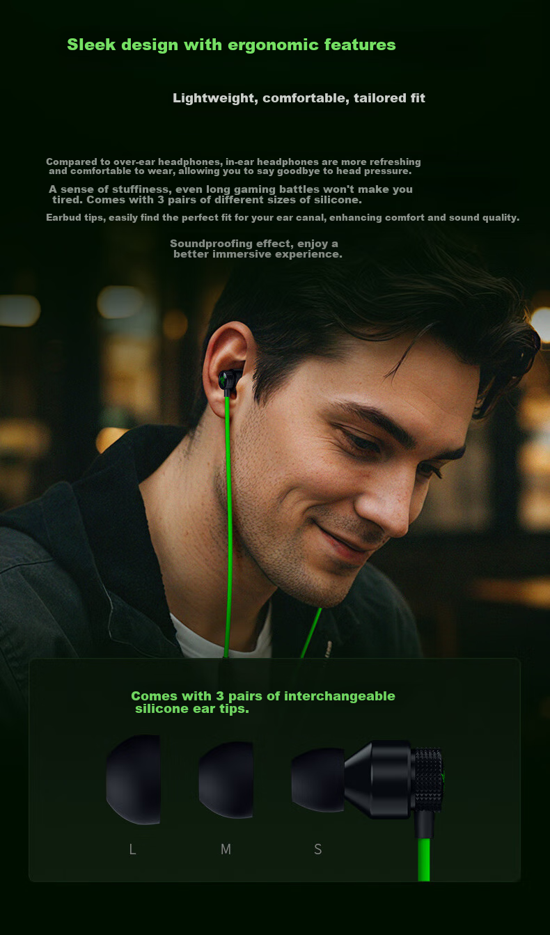 Razer Hammerhead Kraken V3 Wired In-Ear Headphones, 7.1 Surround Sound, PUBG Essential, Officially Certified by Delta Triangle, Type C (With Free THX Software, Adjustable EQ) 2