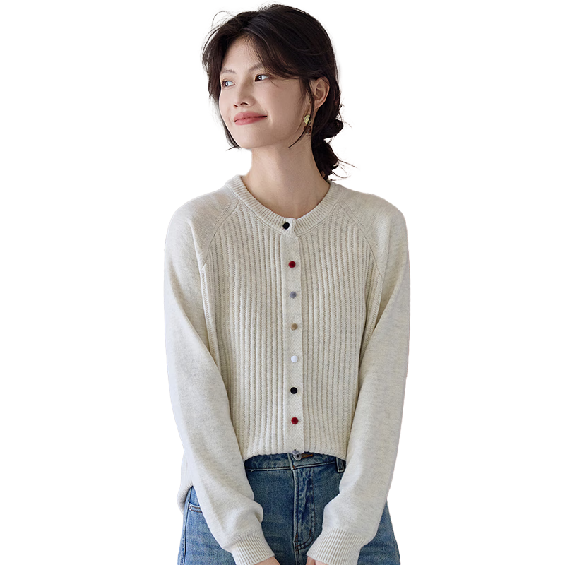 She Enjoy Knitted Cardigan Women Raglan Sleeve Sweater Jacket Red Versatile Knit Top Outerwear T53Z127