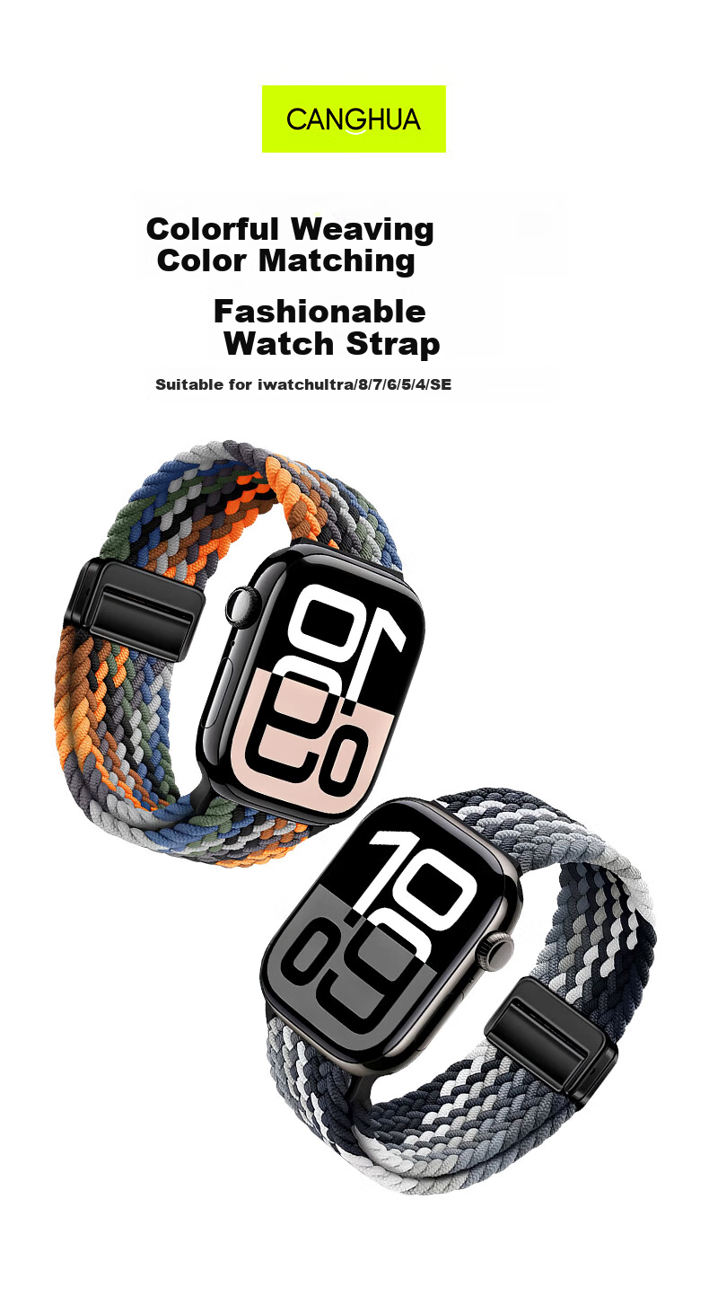 Canghua Apple Watch Ultra Strap, Apple Watch Ultra 4/3 Wild Track Loop Band, IWatch S12/S11/S10/9/8/SE3/Ultra2 Braided Strap 1