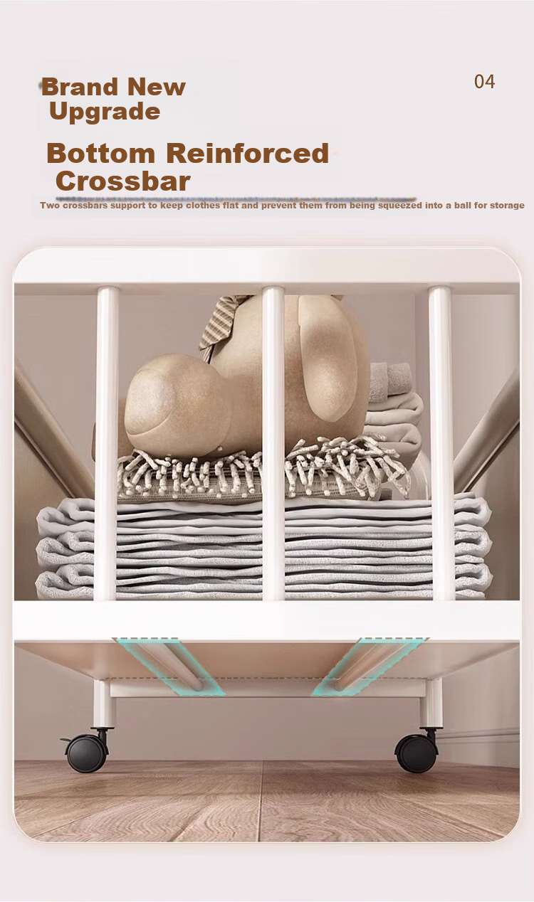 Jingcai Coat Rack, Floor-Standing Clothes Hanger, Movable Bedroom Clothes Stand, Drying And Storage Rack, J01 Beige, 60cm 5