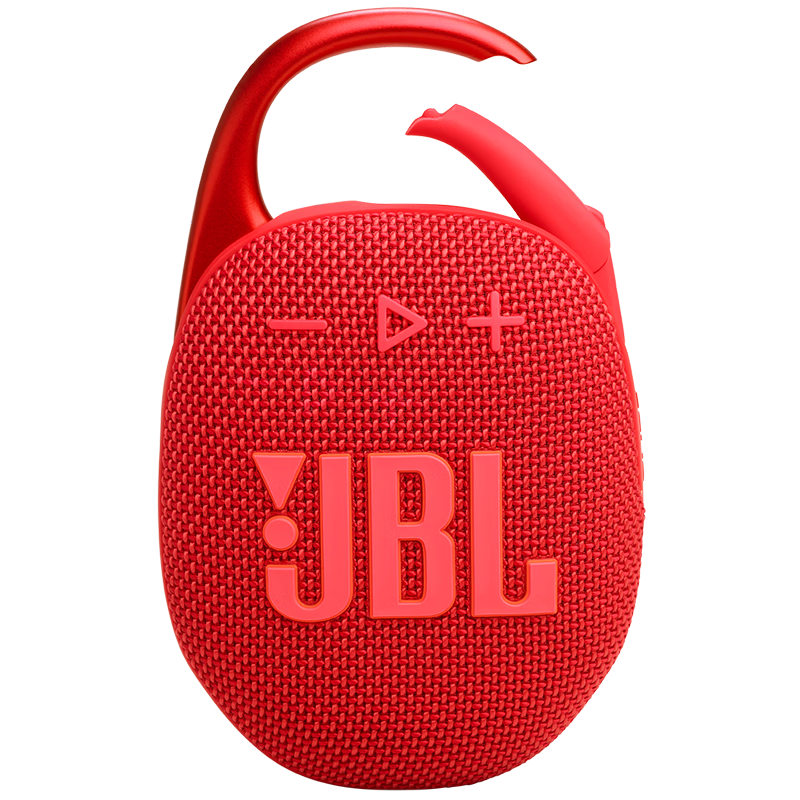 JBL CLIP5 Music Box Fifth Generation, Bluetooth Speaker, Portable Waterproof Speaker, Hiking Gear, Clip-On Speaker, Small Gift Speaker, Travel Companion, Vibrant Red