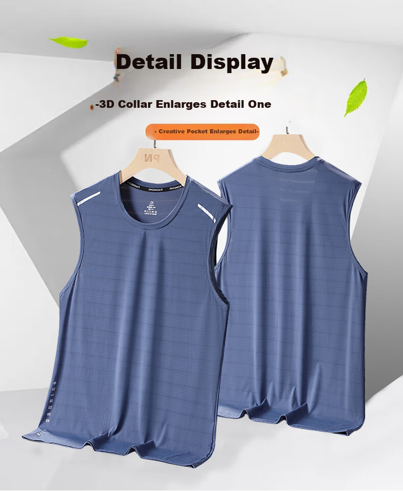 MiiOW Ice Silk Sports Tank Top for Men, Summer Quick-Dry Mesh Breathable Sleeveless T-Shirt Fitness Wear, Father's Day Gift 1
