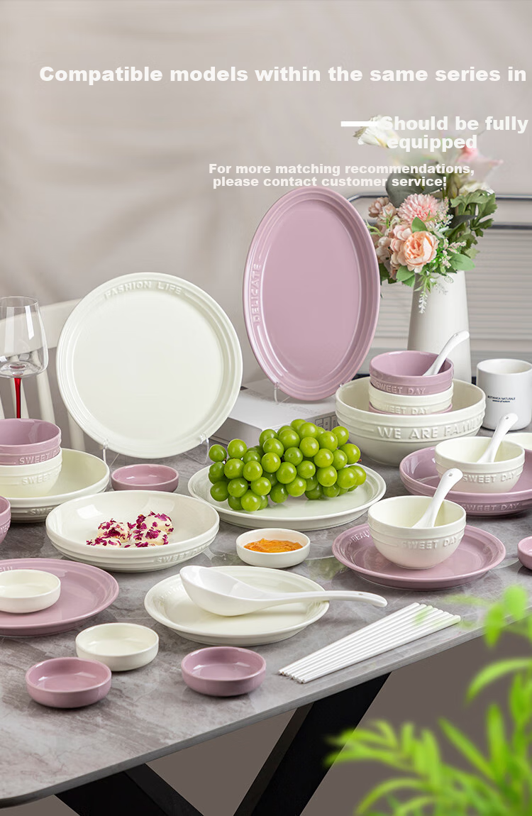 Banwushenghuo French Truffle White Tableware Set, Luxury Ceramic Dinnerware for Home Use, High-Quality Aesthetic Bowls And Plates, Housewarming Gift 4