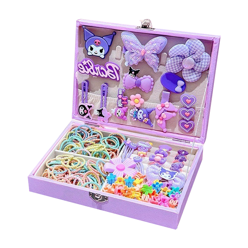 Danmiqi Kuromi Children's Jewelry Box, Girls' DIY Hair Accessory Gift Set, Toys for 6-10 Year Old Girls, Birthday Present