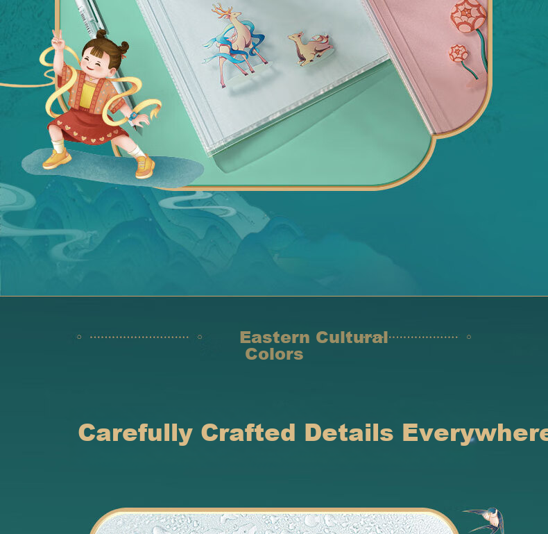 Deli A4/20-Page Oriental Color Series Document Folder, Chinese Style Student File Folder Insert Pocket, Pregnancy Check-Up Organizer, Certificate Collection Folder, Sheet Music Holder, Random Color PQ324-20 13