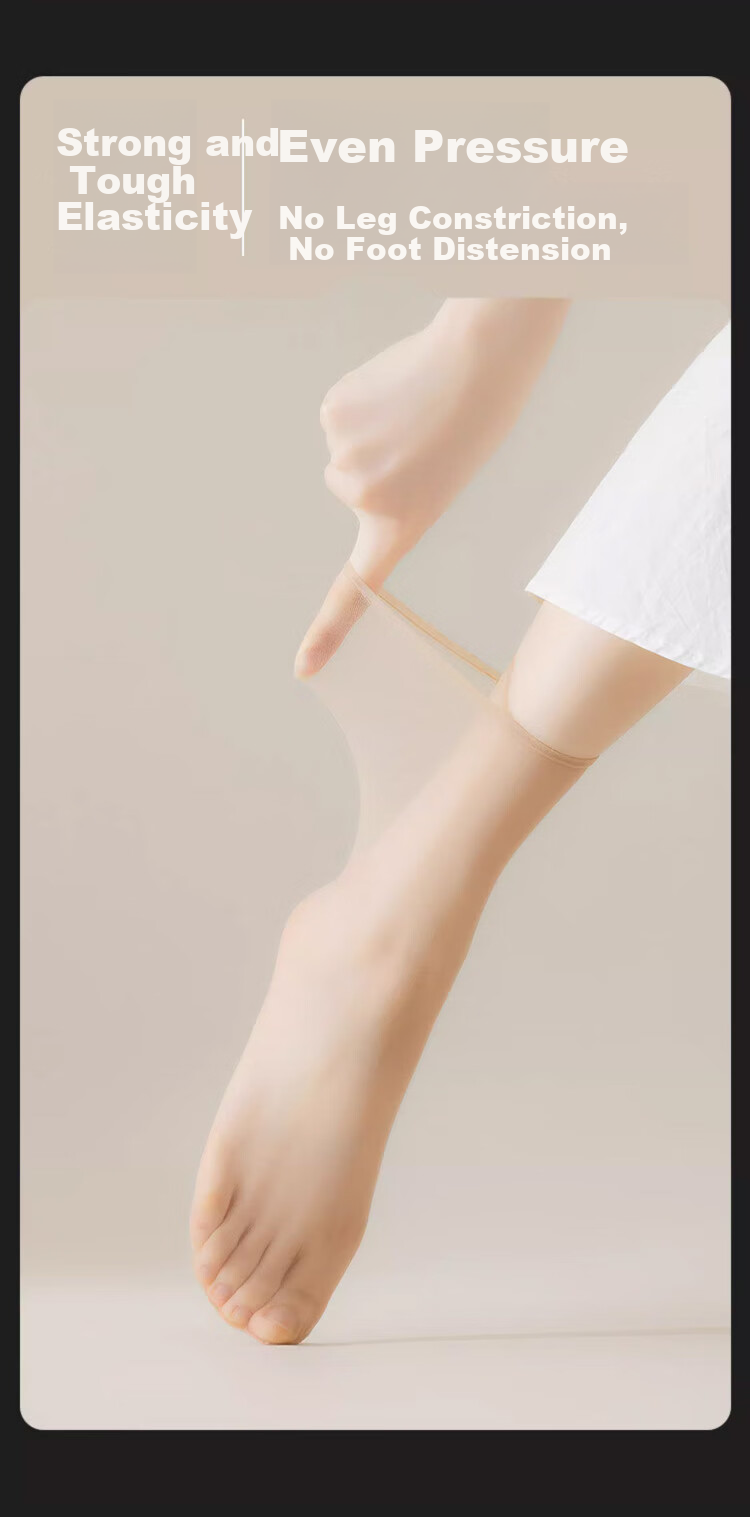 LangSha Women's Thigh-High Stockings, Spring And Summer Ultra-Thin 0D Crystal Silk Transparent Wear-Resistant Silicone Non-Slip Short Tube Flesh-Colored Socks for Wome 6