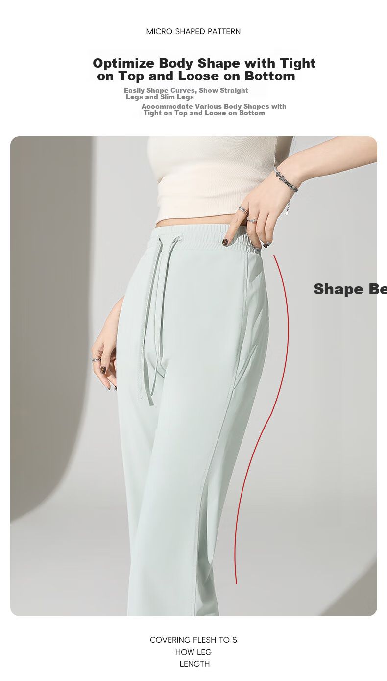 Baleno Ice Silk Micro-Flared Sun Protection Pants for Women, 2026 Summer New Trendy Fashion Casual Versatile Simple Fresh Trousers 5