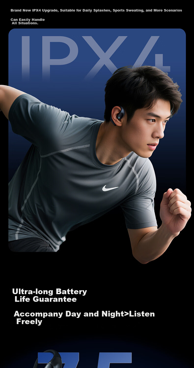 Havit Bluetooth Headphones, Over-Ear Open Design, Not In-Ear, Bluetooth 5.3 Wireless Sports Music Gaming Earphones, Compatible with Apple Huawei Xiaomi OPPO Phones, OPEN Air Black 7