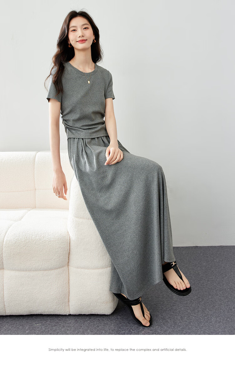Fansiman Minimalist Design Set Dress for Women 2026 Summer New T-Shirt and Skirt Two-Piece Set XL 5