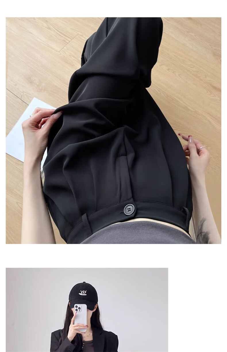 Langsha Women's Suit Pants 2026 New High-Waist Straight-Leg Slim Fit Lightweight Wide-Leg Trousers for Office Commuting 19