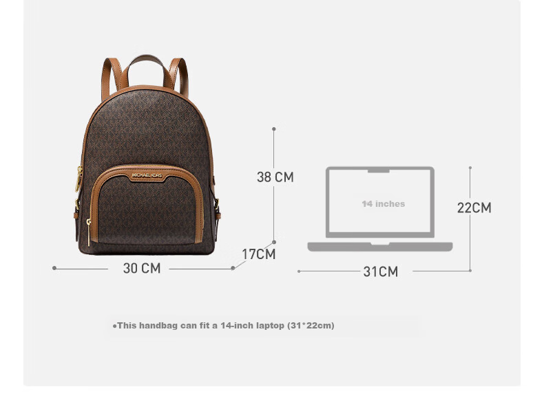 MICHAEL KORS New Year Gift Luxury MK Women's Handbag JAYCEE Large Capacity Backpack, Big Size, Dark Brown/acorn Brow 1