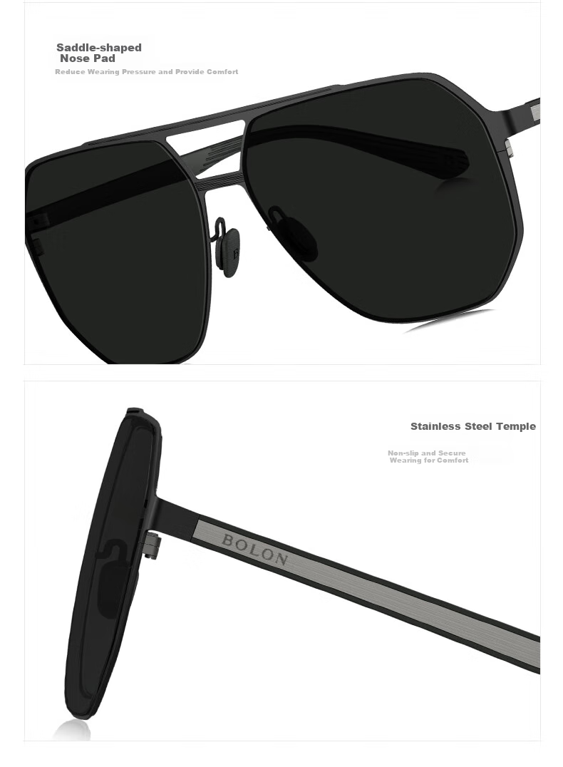 BOLON Eyeglasses, Aviator Large Frame Polarized Sunglasses, UV Protection for Driving And Fishing, Trendy Men's Sunglasses, BL8115D11 5