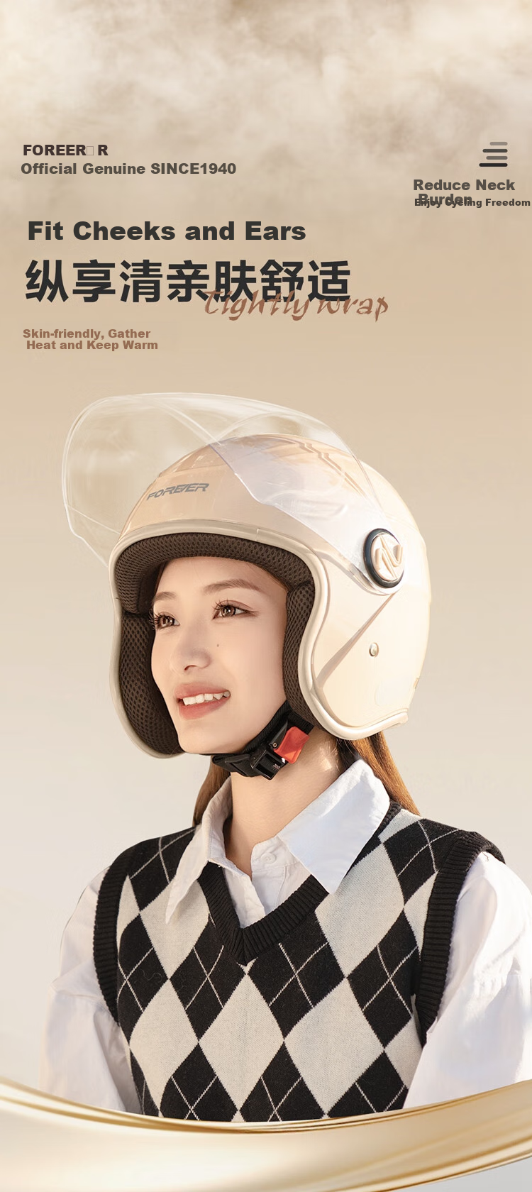 Yongjiu 3C Certified Helmet, Autumn And Winter Windproof And Warm, Suitable for All Seasons, for Women And Men, Electric Scooter Safety Helmet, Motorcycle 3/4 Helmet, High-Definition 501 [Glowing Night Black] 6