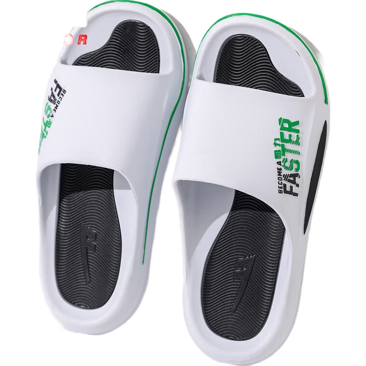 Мужские шлепанцы Huili Sports, нескользящие, толстая подошва, для ванной комнаты, для помещений и улицы, HL39651, белый с черным, размер 40-41