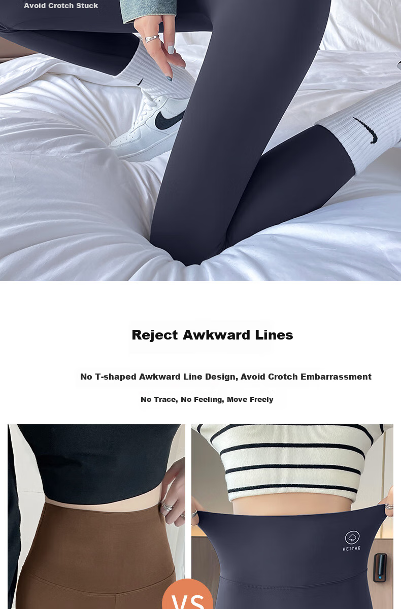 LangSha Seamless High-Waisted Leggings for Women, High-Elastic Butt-Lifting Cycling Yoga Pants, Coffee Color, Size M 3