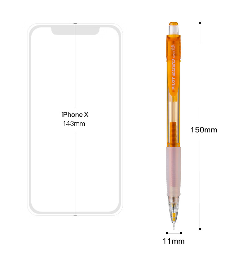 PILOT HFGP-20N Mechanical Pencil 0.5mm Erasable Colored Pencil for Students Children's Stationery Sketching Pencil with Eraser Tip, Mechanical Pencil, Red 11