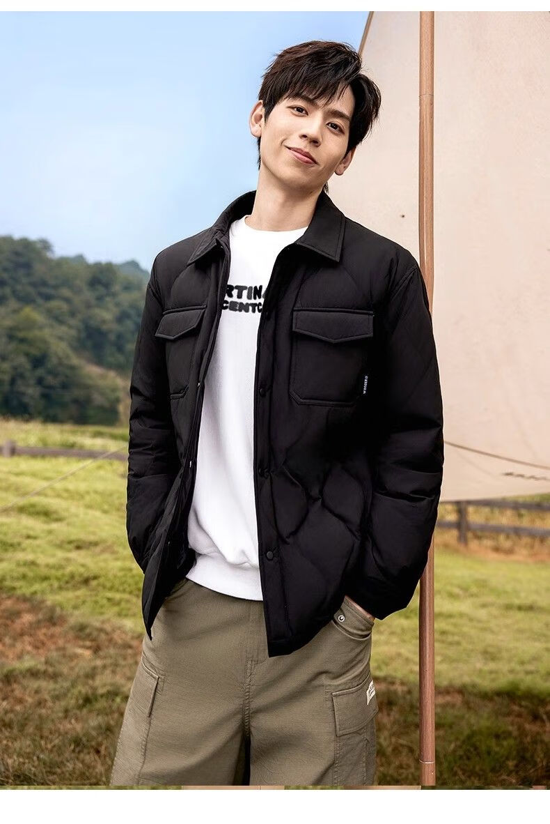 YAYA Men's Shirt Collar Down Jacket Winter 2025 Fashion Warm Lightweight Unisex Outdoor Casual Coat 12
