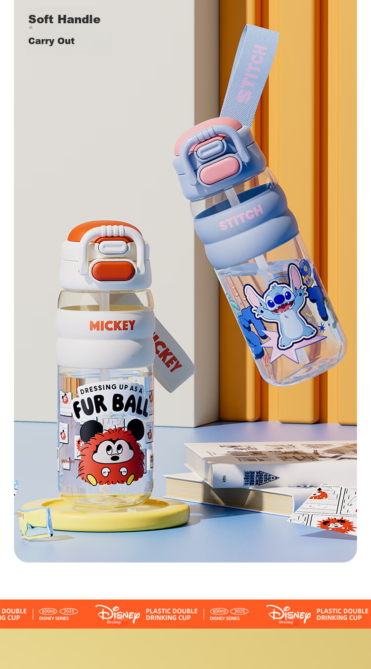 Disney Large Capacity Sports Water Bottle for Children, Stylish Dual-Use Cup for Boys, School Water Bottle for Elementary Students 9