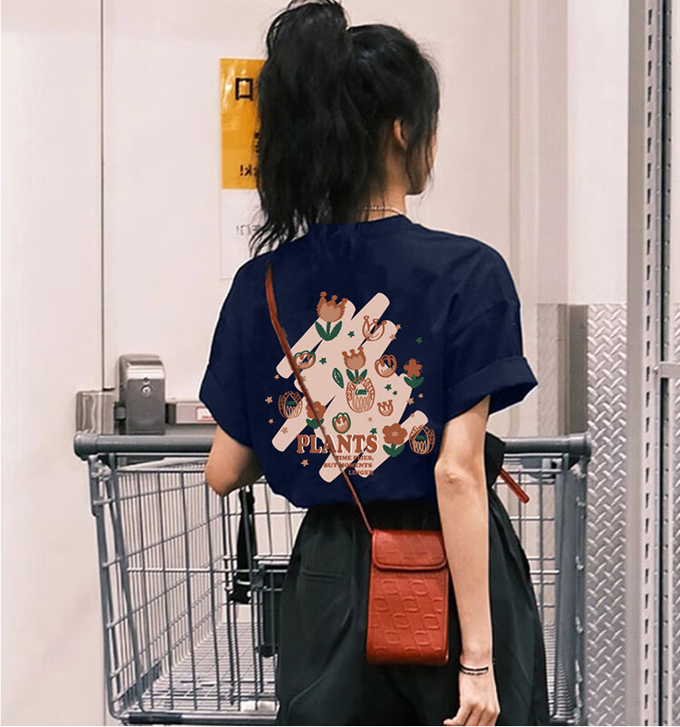 TonLion 2025 Summer Women's Crew Neck Back Graphic Short Sleeve T-Shirt 1