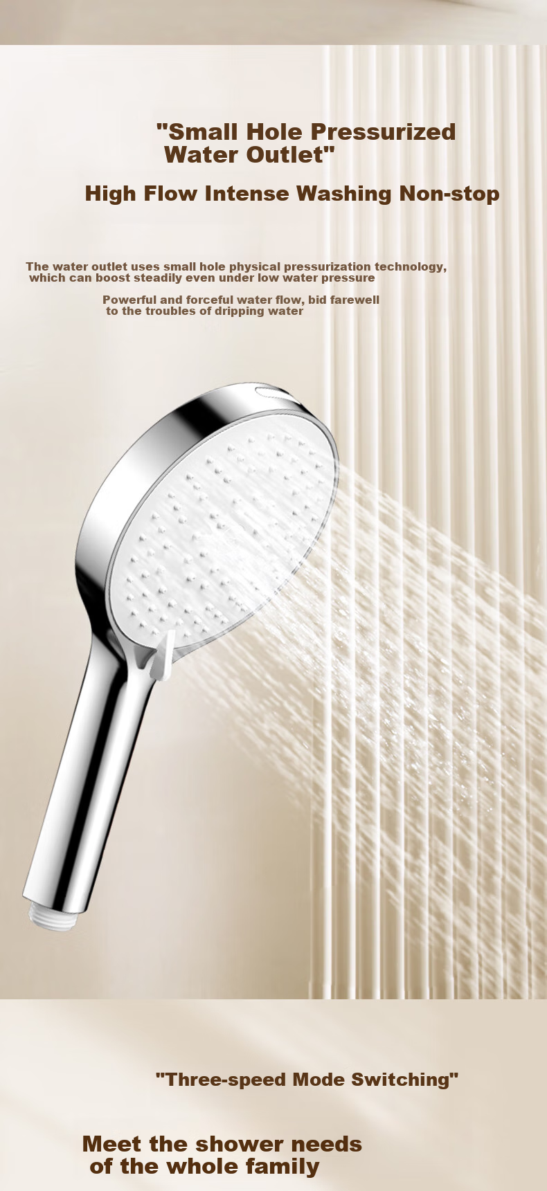 ARROW Shower Head, Elegant White Color, Multi-Functional Household High-Pressure Bathing Handheld Shower Head, Back Spray Handheld 6