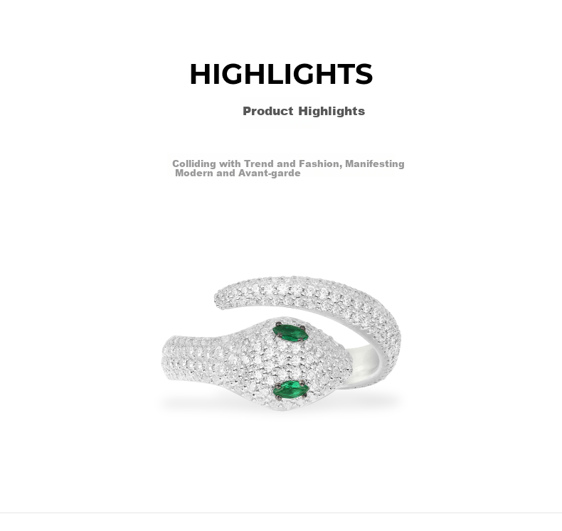APM Monaco Green Eye Snake Ring, Luxurious High-End Couple Rings, Birthday Gift for Girlfriend Or Wife 2