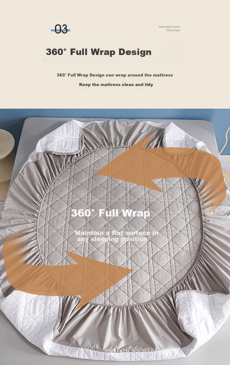 Wuyinliangpin Pure Cotton Quilted Mattress Cover, Single Piece Protective Cover for Bedding, All-Inclusive Dust-Proof Cover, 180x200cm 10