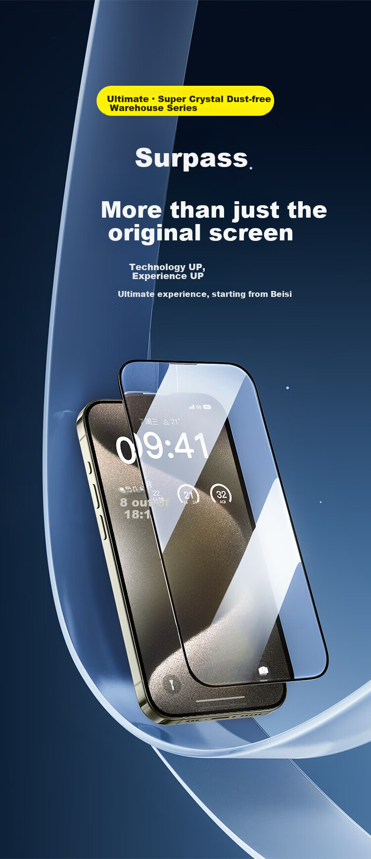 Baseus Tempered Glass Screen Protector for IPhone 14 Pro Max, Ultra-Ceramic Crystal Anti-Dust Shockproof Anti-Fingerprint Ultra-Thin Full Coverage Dust-Free Chamber HD Clear 2-Pack 4