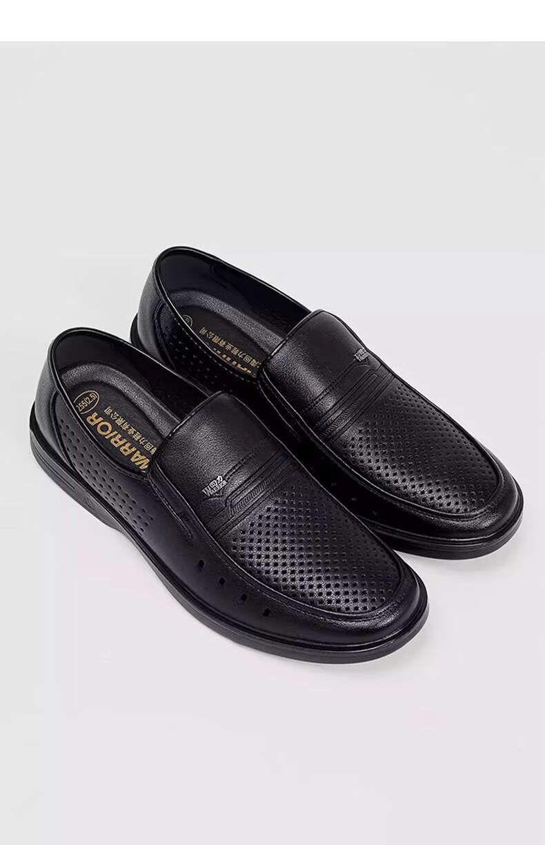 Warrior Leather Shoes for Men, 2025 Autumn New Style, Hollow Breathable Soft-Soled Formal Business Shoes, 2359 Black, Size 43 13