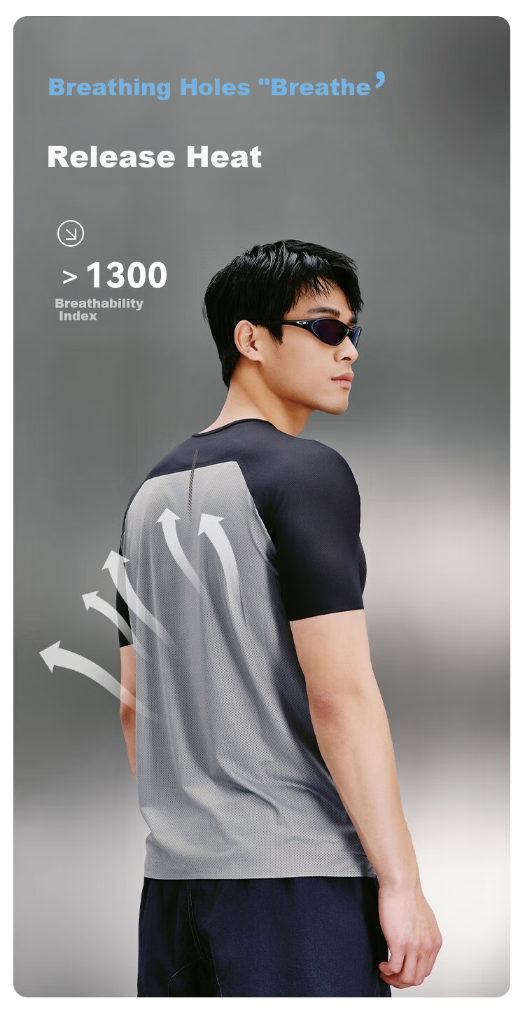 JD Original Summer Men's Breathable Sports Short-Sleeve Sweat-Wicking Quick-Dry Running Outdoor T-Shirt, Black, Size S 9