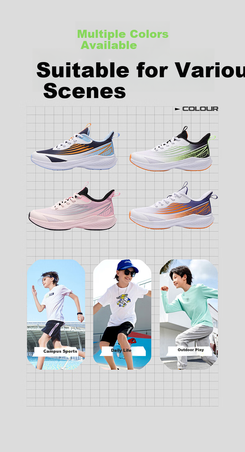 361° Shansu 3.0 Children's Racing Running Shoes, Summer Youth Breathable Quick-Rebound Sports Exam Shoes, White, Size 37 10