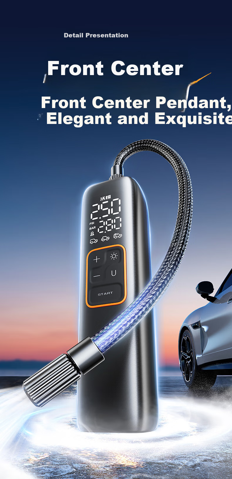 NEWO Car Air Pump, Wired Tire Inflator for Vehicles, High-Power Air Compressor with Pressure Gauge 6