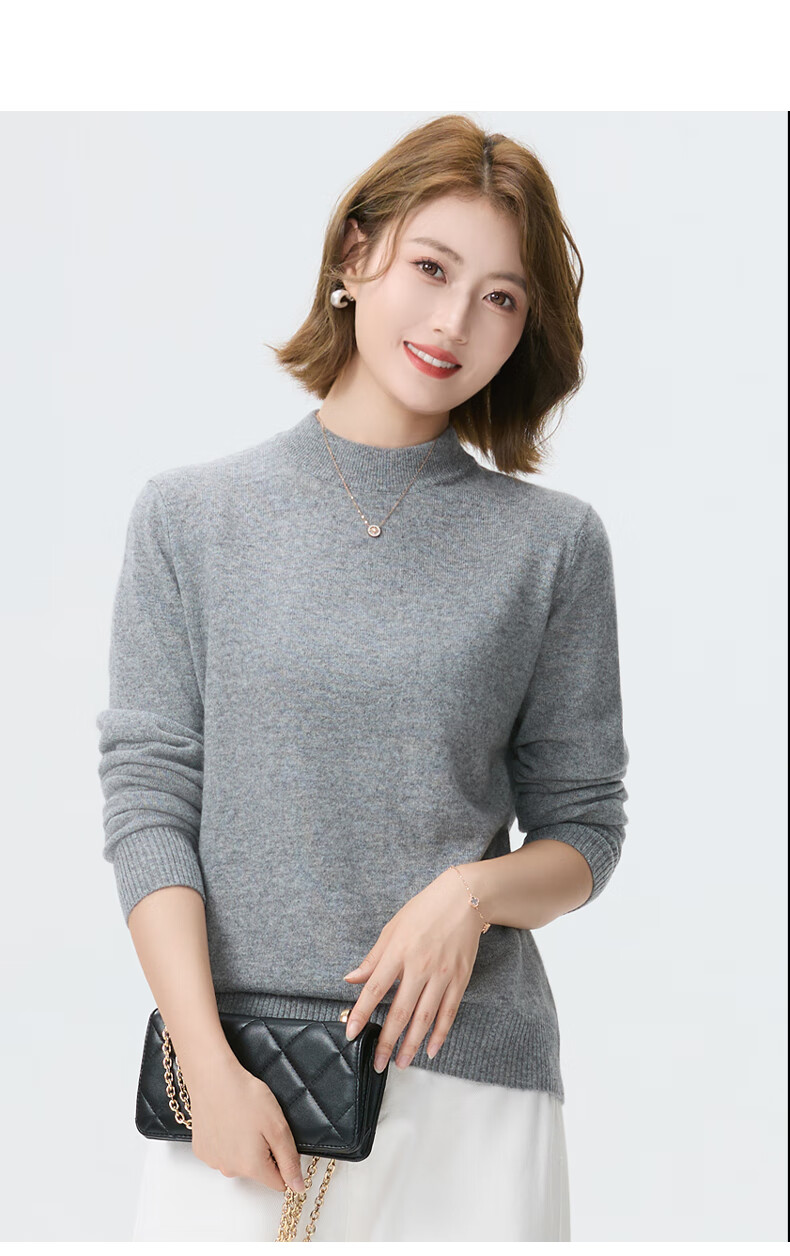 Romon Pure Cashmere Women's Lightweight Half Turtleneck Pullover Knit Sweater Autumn Winter 4