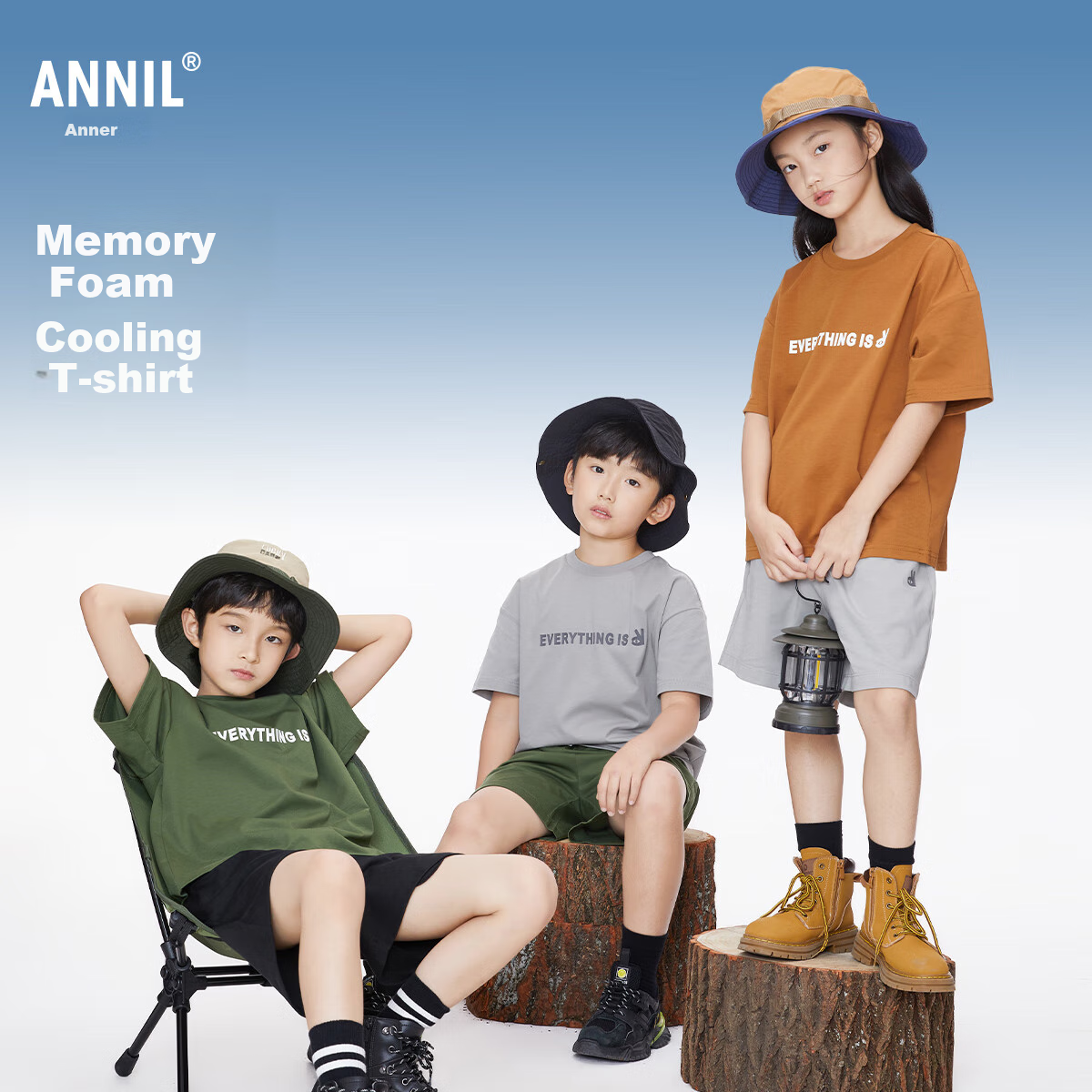 Annil [7A Antibacterial] Children's Short Sleeve T-Shirt, Parent-Child Outfit, Summer Moisture-Wicking Breathable Casual Top