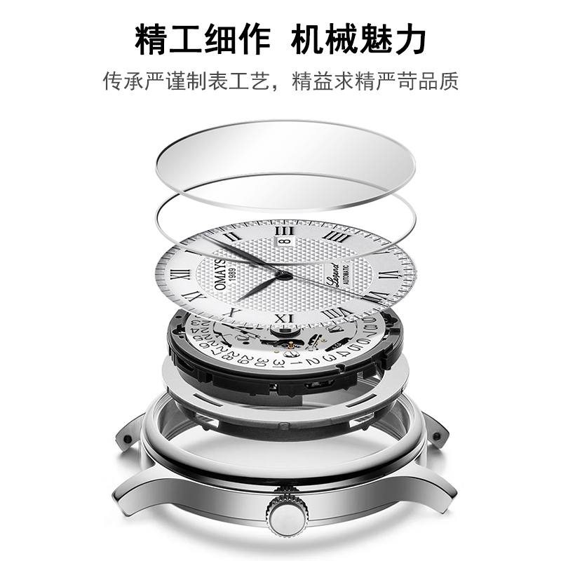 Oumeishi Men's Watch, Fully Automatic Mechanical Watch Brand, Swiss-Style, Father's Day Gift for Dad, One of The World's Top Ten Famous Watches