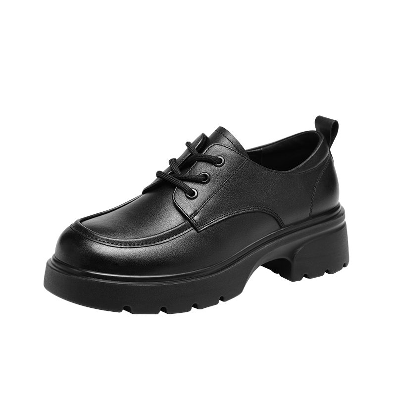 Red Dragonfly Women's New Genuine Leather Breathable Height Increasing Soft Sole Lightweight Work Shoes WTB152731 Black Size 38