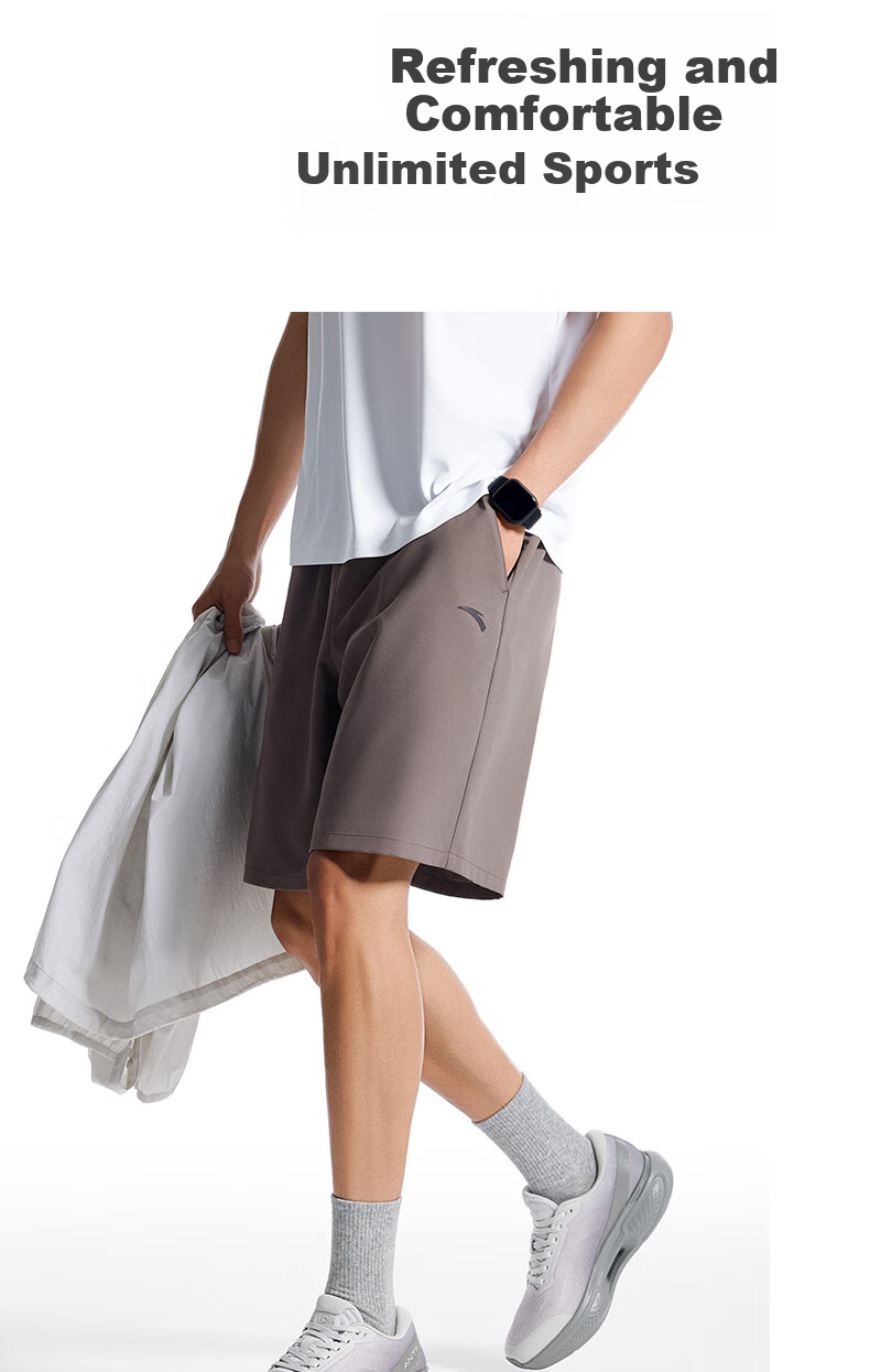 Anta Quick-Dry Woven Hiking Sports Shorts for Men Summer Moisture-Wicking Breathable Running Mountaineering Lightweight Five-Point Pants 11