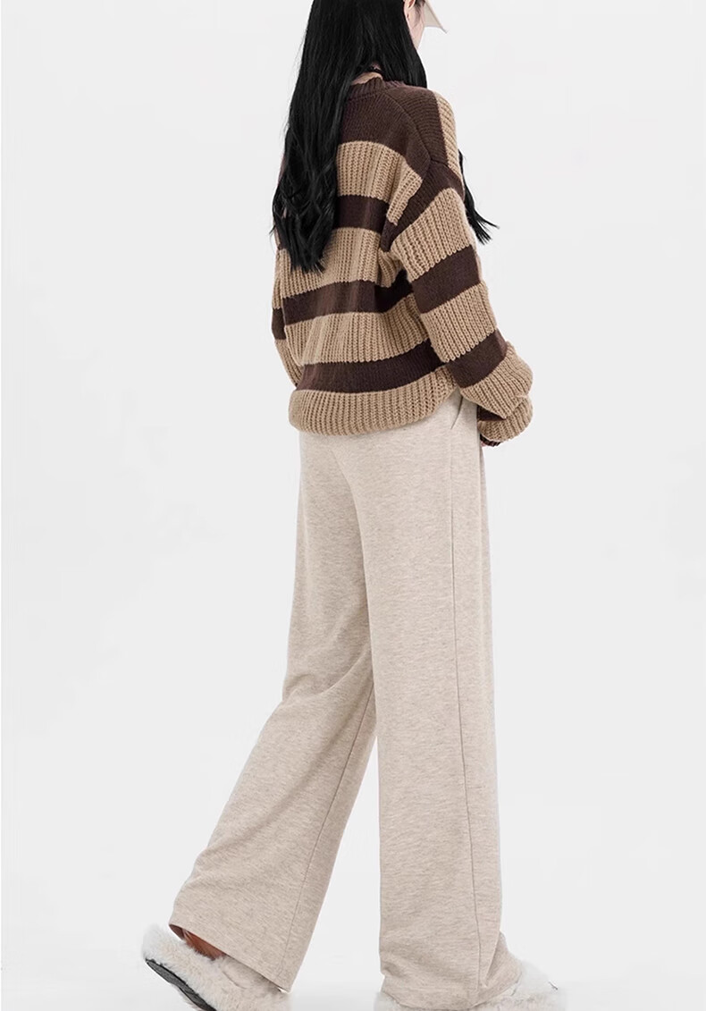 Sidoo Maternity Pants Spring Autumn Wide Leg Pants Non-Belly Support Fleece Lined Plus Size XL Oatmeal 15
