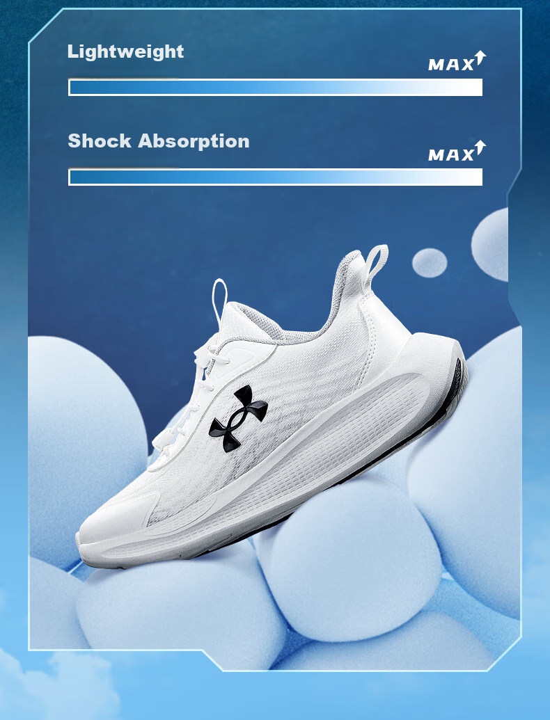 Under Armour Spring And Summer Children's Running Shoes for Boys And Girls, Breathable Mesh Upper, Non-Slip Straps, Comfortable Physical Exam Sports Shoes 3