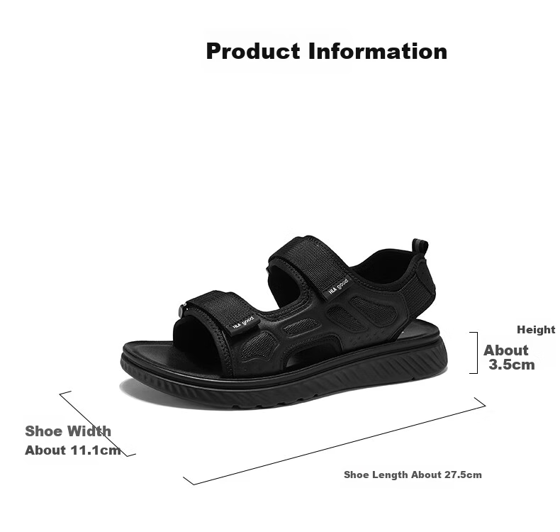HLA Men's Versatile Comfortable Outdoor Beach Shoes, Breathable Lightweight Casual Sandals, T083 Black Size 41 2