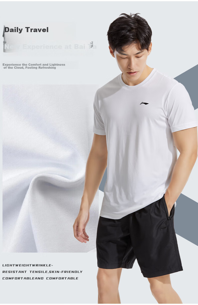 Li-Ning Men's Sleeveless Sports Set, Basketball Jersey, Summer Ice Silk Quick-Dry Thin Shorts, Casual Top 3