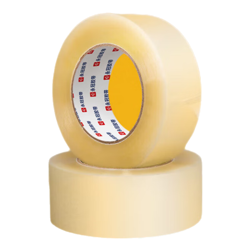Yongguan Transparent Tape for Packaging, Sealing Express Boxes, Wide Adhesive Tape for Goods, Factory Warehouse Moving, 60mm*100y (91.4m)*50um*2 Rolls, Complies with EU PPWR