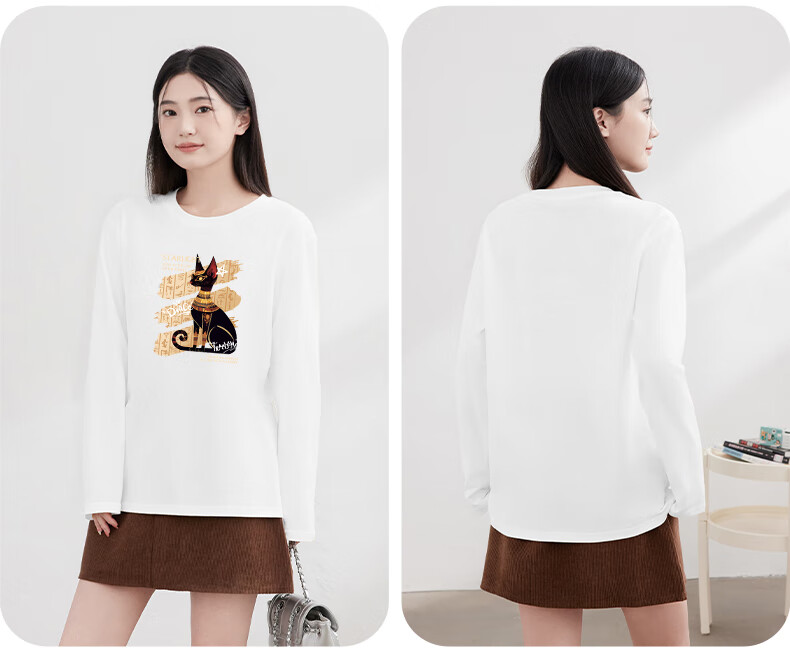 Warrior Pure Cotton Long-Sleeve T-Shirt for Women, New Spring 2026 Style, Simple Outdoor Loose-Fitting Fashionable High-End Casual Clothing 4