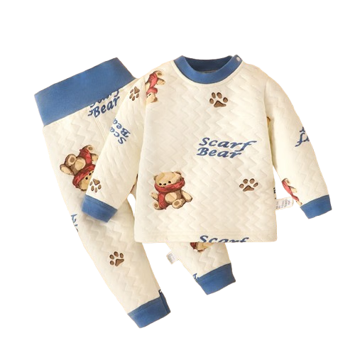 JOYNCLEON Baby Thermal Underwear Cotton-Padded High-Waist Belly Protection Autumn Clothes Set Jtz200693